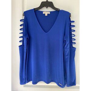 Michael Kors Midnight Blue Ladies Blouse Top  L Large